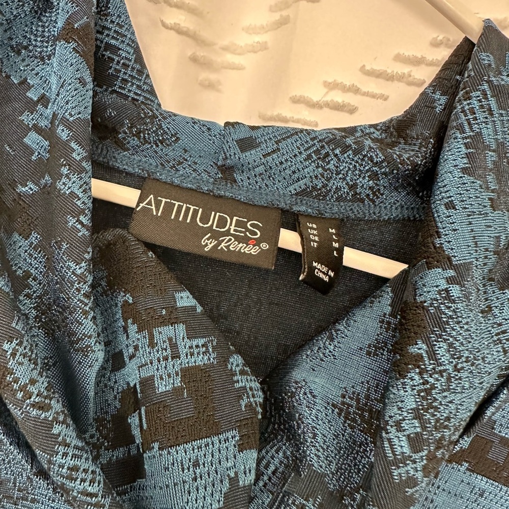 Attitudes by Renee Blue and Black Textured Tunic Top - Picture 2 of 3